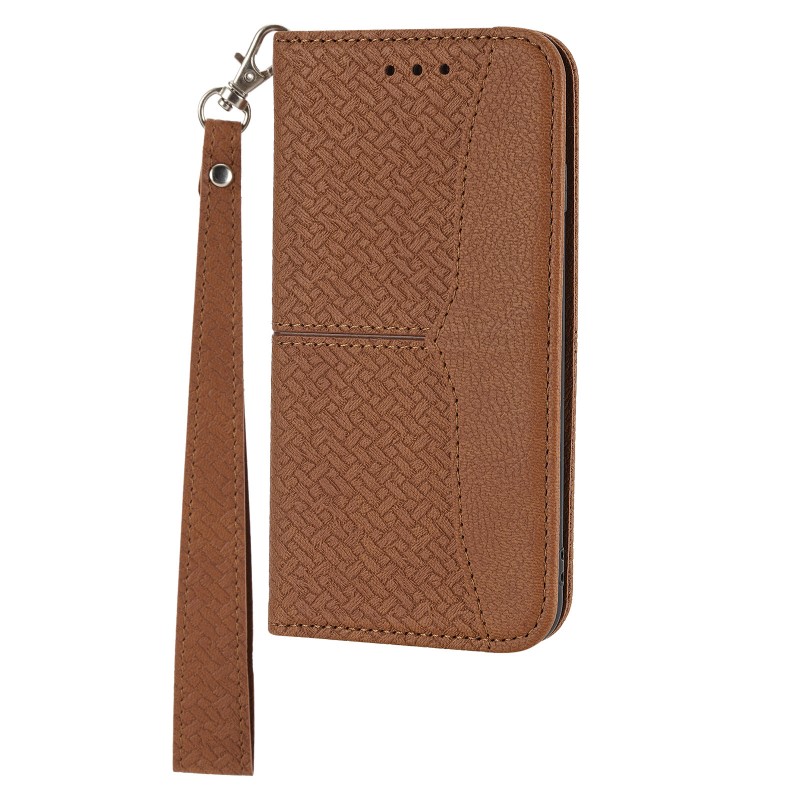 Woven Leather Texture Flip Cover Card Holder